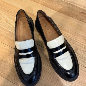 Two-Tone Black and White Loafers